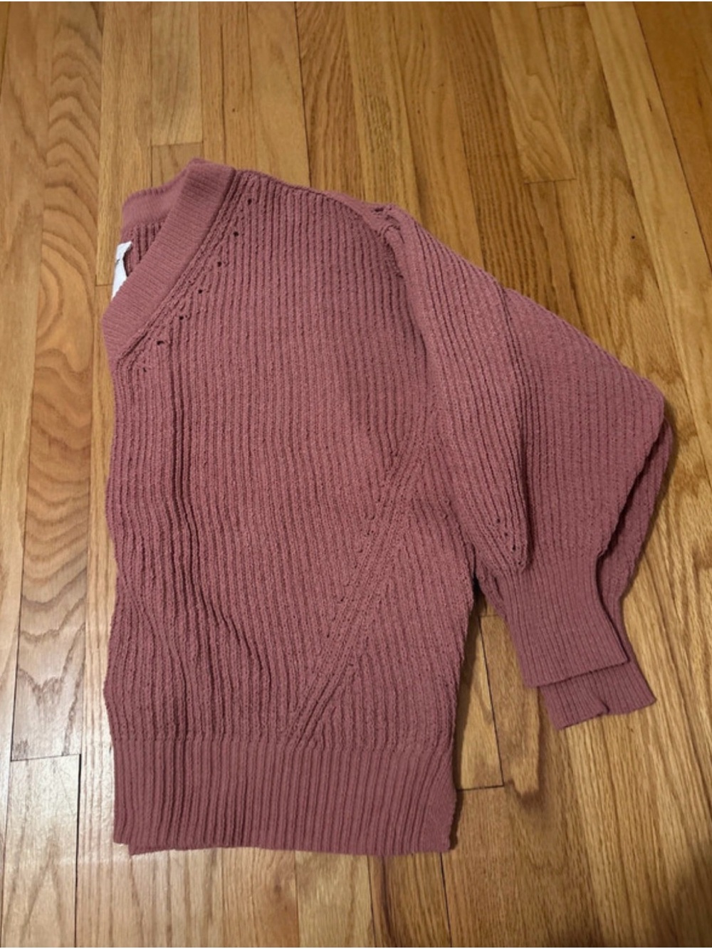 aerie Mauve Crew Neck Ribbed Sweater